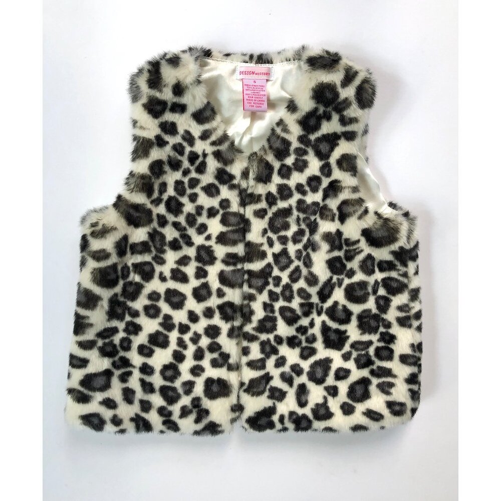 Design History Leopard Print / Animal Print Faux Fur Vest, Girls Size 5